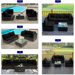 Tangkula 6 PCS Patio Wicker Furniture Set With 30" Gas Fire Pit Table 50,000 BTU Black/Red/Turquoise/Navy/White Cushions 17 Tangkula 6 PCS Patio Wicker Furniture Set With 30" Gas Fire Pit Table 50,000 BTU Black/Red/Turquoise/Navy/White Cushions -Tangkula GUEST 3874a2fb 8c19 45fb 9dca 42722d3b0dc0