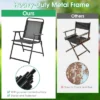 Tangkula Set Of 4 Heavy-Duty Metal Folding Chairs Frame Armrests Portable Patio Black