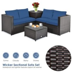 Tangkula Outdoor Rattan Sectional Loveseat Couch Conversation Sofa Set With Storage Box &Coffee Table Red/Navy/Turquoise -Tangkula GUEST 38f2a215 fb0c 495d 889c 152a754855e1