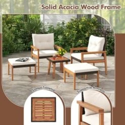 Tangkula 5 Pieces PE Rattan Patio Conversation Set Wicker Chairs With Square Coffee Table Ottomans & Soft Cushions -Tangkula GUEST 391ad833 80ee 47f7 a32e c0764ca1f834