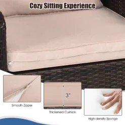 Tangkula 5-Piece Patio Rattan Conversation Set Cushioned Sofas And Ottoman Set With Table -Tangkula GUEST 399d69d6 4068 4882 9925 35d3638b235e