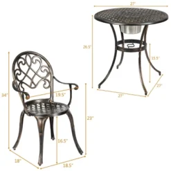 Tangkula Set Of 3 Patio Cast Aluminum Dining Table Chairs Set -Tangkula GUEST 39b51c33 ed3b 45ea 8561 a0240faa1a33