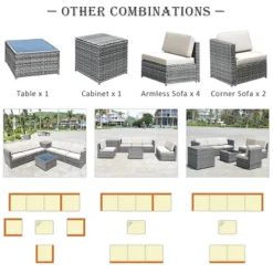 Tangkula 8-Piece Outdoor Wicker Rattan Conversation Sofa Set W/ Storage Table White/Black/Turquoise -Tangkula GUEST 39c297fd 37b3 4ad0 a38e ef27031ca354