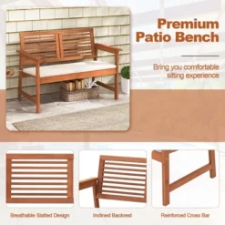 Tangkula Outdoor Bench With Cushion 2-Person Patio Bench W/Slatted Back & Seat Garden Backyard Balcony 8 Tangkula Outdoor Bench With Cushion 2-Person Patio Bench W/Slatted Back & Seat Garden Backyard Balcony -Tangkula GUEST 3a4a414e 94bb 4d6d afb7 011270d8808d