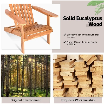 Tangkula 4PCS Folding Adirondack Chair Weather Resistant Outdoor Chair Eucalyptus Wood Adirondack Lounger Chair For Patio 6 Tangkula 4PCS Folding Adirondack Chair Weather Resistant Outdoor Chair Eucalyptus Wood Adirondack Lounger Chair For Patio - Image 6