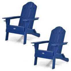 Tangkula 2PCS Patio Folding Adirondack Chair Weather Resistant Cup Holder Yard Navy -Tangkula GUEST 3a7063b8 e1a1 4fe8 ac8d 10d39b968ec6