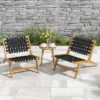 Tangkula 2PCS Teak Wooden Chair W/ Woven Webbing Seat & Backrest Mid Century Modern