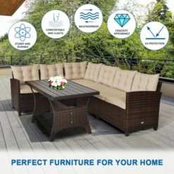 Tangkula 3PCS Rattan Dining Sofa Set W/6 Cushioned Seats Patio Furniture 13 Tangkula 3PCS Rattan Dining Sofa Set W/6 Cushioned Seats Patio Furniture -Tangkula GUEST 3a8d41e1 6eaf 47ac aaad c8f3cf18b5e8