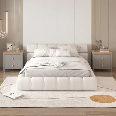 Tangkula 2 PCS Nightstand Farmhouse Side End Table W/ Solid Wood Legs & 2 Drawers 1 Tangkula 2 PCS Nightstand Farmhouse Side End Table W/ Solid Wood Legs & 2 Drawers