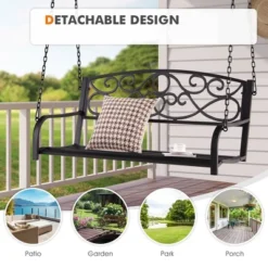 Tangkula Patio Hanging Porch Swing Outdoor 2-Person Metal Swing Bench Chair W/ Chains 14 Tangkula Patio Hanging Porch Swing Outdoor 2-Person Metal Swing Bench Chair W/ Chains -Tangkula GUEST 3aebee48 165d 4705 8da8 4cb7155452f6