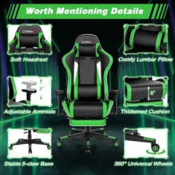 Tangkula High Back Gaming Chair Adjustable Office Computer Task Chair W/Footrest Green -Tangkula GUEST 3b19dcd4 9cb3 4592 8486 c9495e74c25e