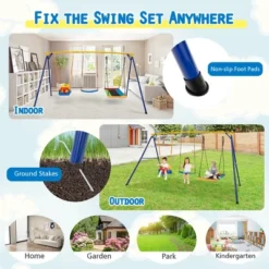 Tangkula 3-in-1 Kids Swing Set 660 LBS Carbon Steel Swing Frame W/ Belt Swing For Toddlers -Tangkula GUEST 3b30532f e1d1 4666 b49b 69553b87ee7f