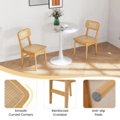 Tangkula Rattan Dining Chairs Set Of 4 Kitchen Dining Chairs W/ Simulated Rattan Backrest -Tangkula GUEST 3b9d5ec2 23a9 4c9c 8968 2c592bbc30ad