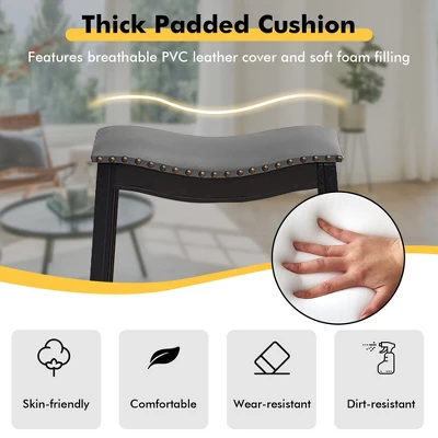 Tangkula Set Of 4 Saddle Bar Stools Bar Height Kitchen Chairs W/ Rubber Wood Legs 5 Tangkula Set Of 4 Saddle Bar Stools Bar Height Kitchen Chairs W/ Rubber Wood Legs - Image 5