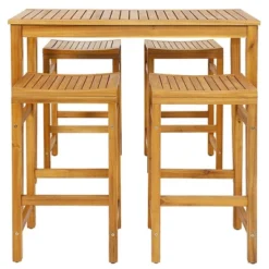 Tangkula 5 Pieces Patio Acacia Wood Bar Set Outdoor Bar Height Table & Saddle Stool Chairs Set 8 Tangkula 5 Pieces Patio Acacia Wood Bar Set Outdoor Bar Height Table & Saddle Stool Chairs Set -Tangkula GUEST 3c397b8d e257 4d2a 9c7f 9d00bdc02888