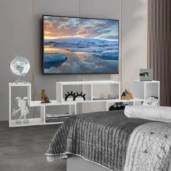 Tangkula 3 PCS Adjustable TV Stand Minimalist Entertainment Center For 43 55 60 65 Inch TV Media Console Table White -Tangkula GUEST 3c788568 3c87 4589 ac16 51c150bd3086
