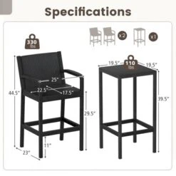 Tangkula 3 Piece Patio Bar Set Bistro Table & Chairs W/ Heavy-Duty Metal Frame 17 Tangkula 3 Piece Patio Bar Set Bistro Table & Chairs W/ Heavy-Duty Metal Frame -Tangkula GUEST 3c92c37f 2352 489b 81c9 ab3fb57e3a4c