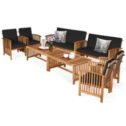 Tangkula 8PCS Wooden Patio Conversation Set Outdoor Furniture Set W/ Cushions -Tangkula GUEST 3d4587fd ca07 4fe0 89b0 7705c841c674