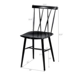 Tangkula 2 PCS Steel Chairs Dining Side Chairs Armless With High Cross Back Black -Tangkula GUEST 3d72f891 bb9f 4b12 ba07 f035f343747e