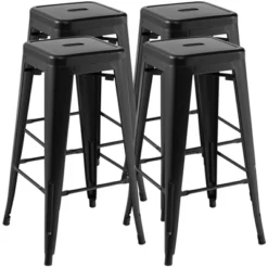 Tangkula 30" Set Of 4 Stackable Backless Metal Bar Stools W/ Footrest For Kitchen -Tangkula GUEST 3da5da04 9001 43a4 90d1 1bf1cbd74e74