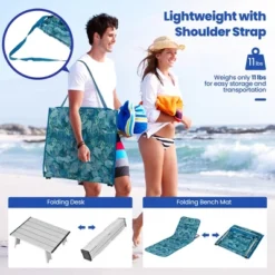 Tangkula 3PCS Folding Beach Mat Set Adjustable Beach Lounge Chair & Side Table Set -Tangkula GUEST 3dedfc1c 7435 4f99 a690 1e90b5039df6
