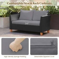 Tangkula 8 PCS Wicker Patio Furniture Set W/ Removable Cushions Storage Coffee Table -Tangkula GUEST 3e076166 0b21 43aa 8339 7e9ce5966111