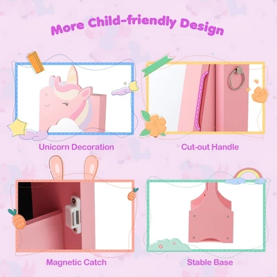 Tangkula Kids Jewelry Cabinet W/ Full-Length Mirror 2 Adjustable Tilt Angles Drawer Pink 6 Tangkula Kids Jewelry Cabinet W/ Full-Length Mirror 2 Adjustable Tilt Angles Drawer Pink - Image 6