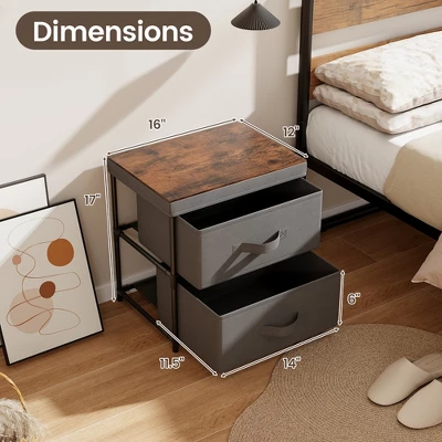 Tangkula 2PCS 2 Drawer Dresser Fabric Storage Organizer Nightstand Bedside Sofa Table 8 Tangkula 2PCS 2 Drawer Dresser Fabric Storage Organizer Nightstand Bedside Sofa Table - Image 8