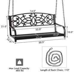 Tangkula Patio Hanging Porch Swing 2-Person Outdoor Metal Swing Bench Chair W/ Chains -Tangkula GUEST 3ea6f041 8dcb 4a81 9f6a 0ff3b768c716