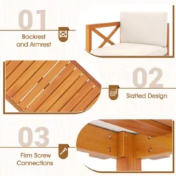 Tangkula 5 Pieces Patio Lounge Chair Set W/Ottomans Acacia Wood Patio Conversation Set W/Cushions Coffee Table Modular Outdoor Lounge Sofa Set -Tangkula GUEST 3f0247f5 e492 40b7 8230 d5a1651da514