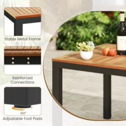 Tangkula 9-Piece Outdoor Patio Furniture W/ Large Wooden Tabletop & Umbrella Hole 15 Tangkula 9-Piece Outdoor Patio Furniture W/ Large Wooden Tabletop & Umbrella Hole -Tangkula GUEST 3fa34d21 cbc1 49eb b0ae 625666b8cb23