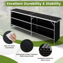 Tangkula Portable Bar Table Folding Camping Table W/ Aluminum Alloy Frame 2-Tier Shelves -Tangkula GUEST 3fdfbf63 8e1d 47d1 853d 7842a62476be