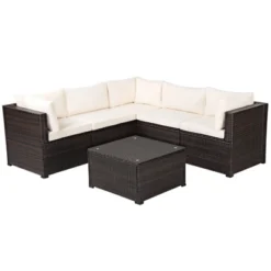 Tangkula 6 PCS Patio Rattan Furniture Set Outdoor Wicker Conversation Sofa Set W/Tempered Glass Coffee Table -Tangkula GUEST 4016e06d 8b5f 4704 99e5 f79824b2e2bd