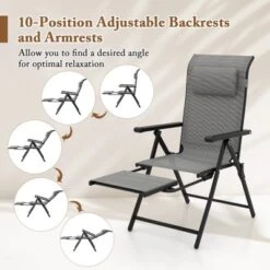 Tangkula Folding Patio Chairs Set Of 4 Lounge Chairs W/ 10-Level Adjustable Backrests -Tangkula GUEST 403fc893 ccb5 4c54 a5f5 23252b956751 1