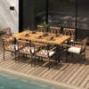 Tangkula 9 PCS Patio Dining Set Acacia Wood Table W/ Soft Cushions And 1.9" Umbrella Hole