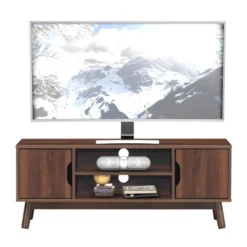 Tangkula TV Stand Storage Media Console For TV’s Up To 50’’ Wooden Entertainment Center W/Shelves Brown/Black/White -Tangkula GUEST 4073f08e 6e5d 470b b531 87878162c9f2