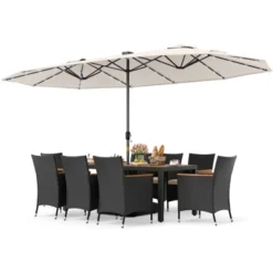 Tangkula Set Of 11 Patio Dining Set W/ 15ft Double-Sided Patio Umbrella (Base Included) -Tangkula GUEST 409e7667 9203 4d20 a119 87bf825f8a00
