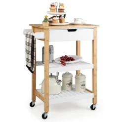 Tangkula 3-Tier Kitchen Island Cart Rolling Service Trolley W/ Bamboo Top Shelves 20 Tangkula 3-Tier Kitchen Island Cart Rolling Service Trolley W/ Bamboo Top Shelves -Tangkula GUEST 411e2b53 cc11 4d05 8427 7e08423c6041