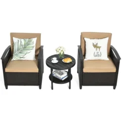 Tangkula 3-Piece Rattan Sofa Chair Patio Conversation Set With Coffee Table & Cushions 12 Tangkula 3-Piece Rattan Sofa Chair Patio Conversation Set With Coffee Table & Cushions -Tangkula GUEST 414a4318 250f 4d04 b7f6 092a16440ecd