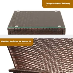 Tangkula 3PCS Patio Outdoor Rattan Conversation Set Furniture Set W/ Table Cushions -Tangkula GUEST 41b3902b 1bfd 46cc b578 ec838c7995b3