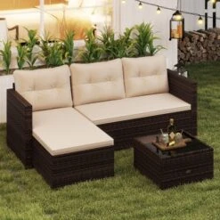 Tangkula 4 Seats Outdoor Patio Furniture Set L-Shaped Couch Set For Yard 13 Tangkula 4 Seats Outdoor Patio Furniture Set L-Shaped Couch Set For Yard -Tangkula GUEST 4236b55f 0b54 4666 b3e3 101cf5932083