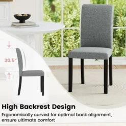 Tangkula Dining Chair Set Of 4 Mid-Century Modern Fabric Upholstered Parson Chairs -Tangkula GUEST 42787876 0004 4d9a b1b7 77e0644f8848