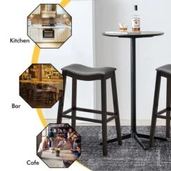 Tangkula Set Of 4 Saddle Bar Stools Bar Height Kitchen Chairs W/ Rubber Wood Legs 17 Tangkula Set Of 4 Saddle Bar Stools Bar Height Kitchen Chairs W/ Rubber Wood Legs -Tangkula GUEST 4296669a 6fd8 4015 86ea ad9dd6ebbca1