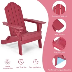 Tangkula 2PCS Patio Folding Adirondack Chair Weather Resistant Cup Holder Yard Red -Tangkula GUEST 42e8a318 608b 4894 8fd7 508296c2176c