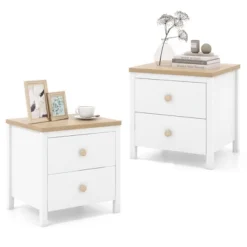 Tangkula 2 PCS Nightstand Farmhouse Side End Table W/ Solid Wood Legs & 2 Drawers 17 Tangkula 2 PCS Nightstand Farmhouse Side End Table W/ Solid Wood Legs & 2 Drawers -Tangkula GUEST 431ced92 1f22 4aca 9706 048eb8b14d71