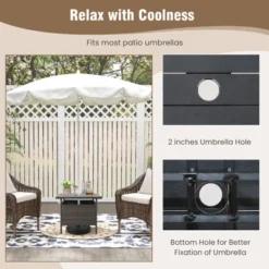 Tangkula Outdoor Wicker Table Rattan Coffee Table W/ Umbrella Insert Hole PE Tabletop & Sturdy Metal Frame -Tangkula GUEST 432a2fcf f7c8 48ca bc48 42e32ddb47c7