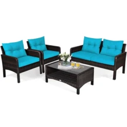 Tangkula 8PCS Rattan Patio Conversation Set Outdoor Furniture Set Cushioned -Tangkula GUEST 433e056e 1c72 4dca 882c 08848870c7e9