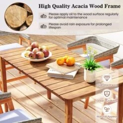 Tangkula Rectangular Outdoor Dining Table 4-6 People Large Acacia Wood Patio Bistro Table -Tangkula GUEST 43422395 c38e 4489 af46 1ea3d783854f