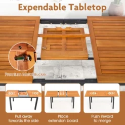 Tangkula 7-Piece Patio Furniture Set Outdoor Dining Chair Set For 6 W/ Acacia Wood & Metal Frame -Tangkula GUEST 4351ccc8 9a08 48b1 9b61 5e0449ea39a5