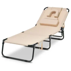 Tangkula 5-Position Lounge Chair Adjustable Beach Chaise W/ Face Cavity & Pillows -Tangkula GUEST 441dab36 0512 4779 b05f a298fcb7993f